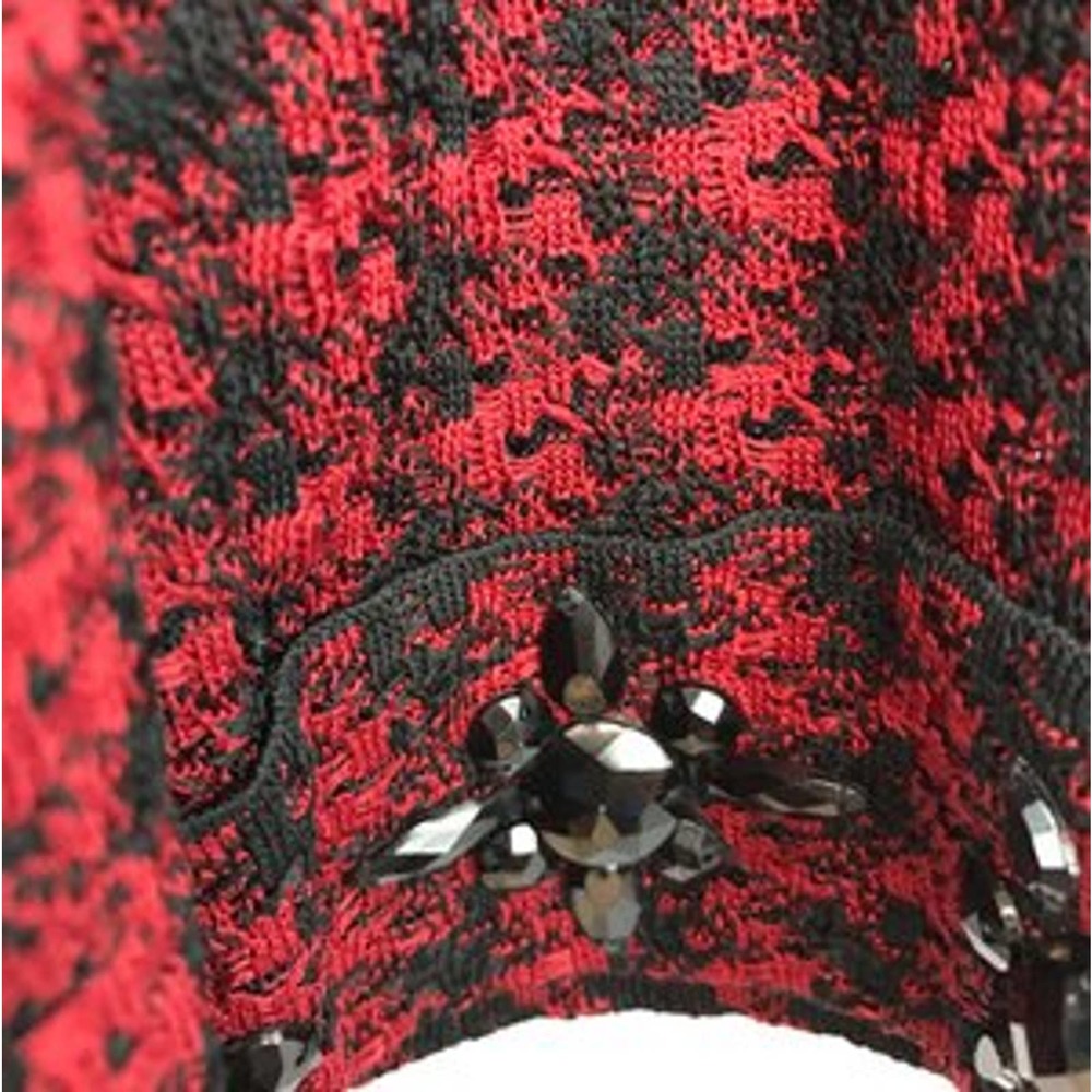 Ming Wang Embellished Black and Red Knit Blouse S - Picture 4 of 5